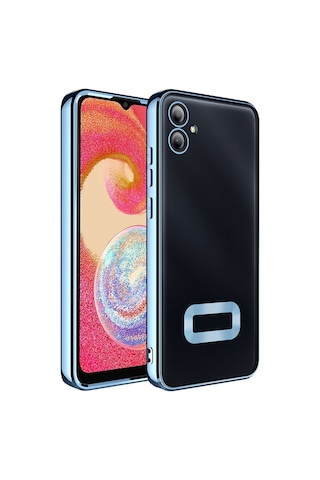 Samsung Uyumlu Galaxy A07 Kılıf Kamera Korumalı Logo Gösteren Kapak Omega Mavi