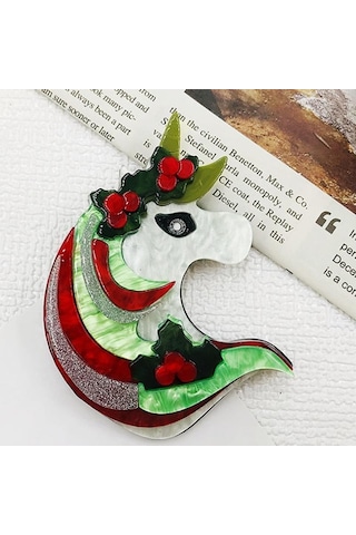 Blucome Sevimli Karikatür Hayvan Akrilik Broş Kadın Erkek Çanta Takım Elbise Yeni Yıl Hediyesi İçin Kırmızı