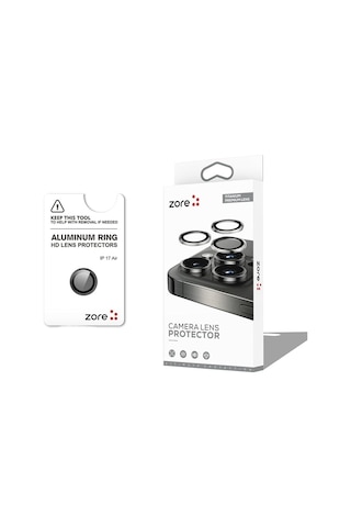 Senon Apple İphone 17 Air İçin Zore Cl-12 Premium Safir Parmak İzi Bırakmayan Anti-reflective Kamera Lens Koruyucu Siyah