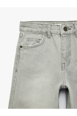 Koton Pamuklu Geniş Paça Denim Pantolon Gri 7wkg40016ad