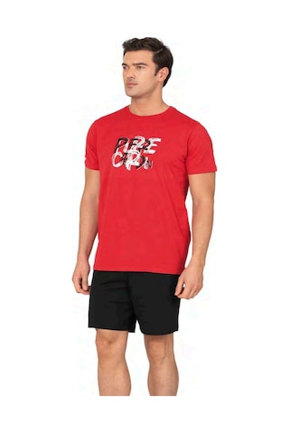 Pierre Cardin 6136 Erkek Kısa Kollu Bisiklet Yaka Şortlu Pijama Takımı-kırmızı
