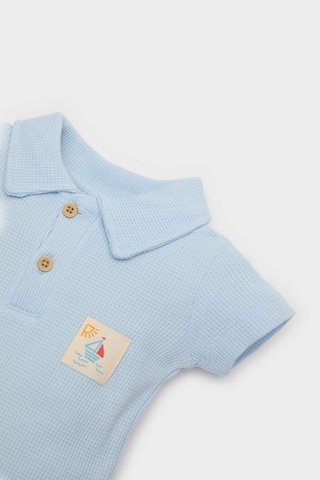 DeFacto Erkek Bebek Yenidoğan Polo Yaka Baskılı Waffle Kısa Kollu Çıtçıtlı Body E7935A525SMBE343 Mavi