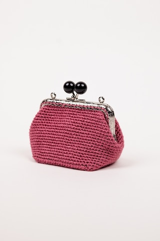 Fabric Craft Bag Bozuk Para Cüzdanı Merserize Pamuk Klipsli Örgü Gül Kurusu