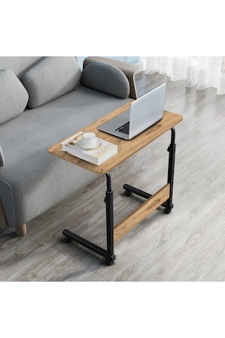 Yükseklik Ayarlı Laptop Sehpası Çalışma Masası - Çam (Tekerli) Atlantik Çam