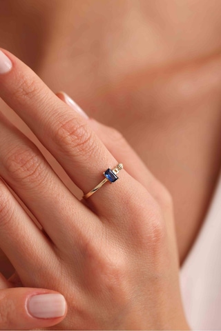 Lacivert Baget Taşlı Çift Detaylı Yüzük Gianfranco