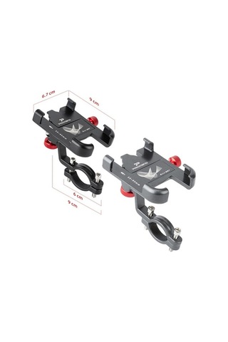 Ebitda Promend Sjj-297 Alüminyum Bisiklet Cep Telefonu Braketi, Titanyum Gümüş, Döndürme Ayarlanabilir, 360 Eksen, Geniş U Gümüş