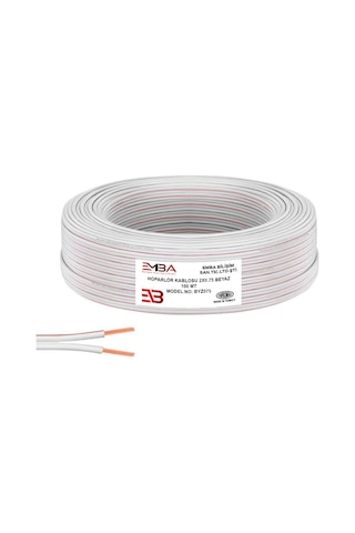 Emba Elektrik Ve Hoparlör Kablosu Kordon 2X0.75 100Mt - Beyaz