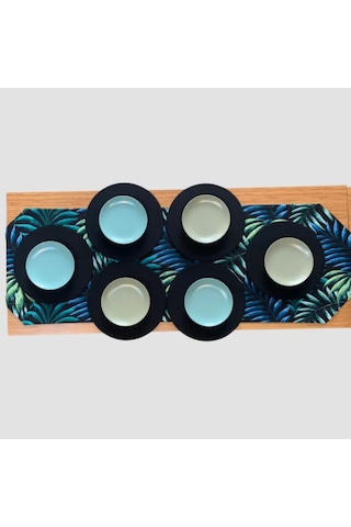 Uretti - Nebile 2034 - El Yapımı Siyah Runner - 6'lı Supla Amerikan Servisi Takım Siyah