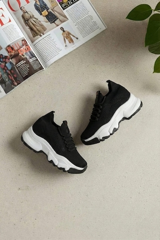 Ayakkabı Fuarı Elit Ysflt343 Kadın Klasik Sneaker Siyah - Beyaz Siyah - Beyaz