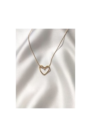 Stainless Steel Çelik Kolye Sade Kalp Gold