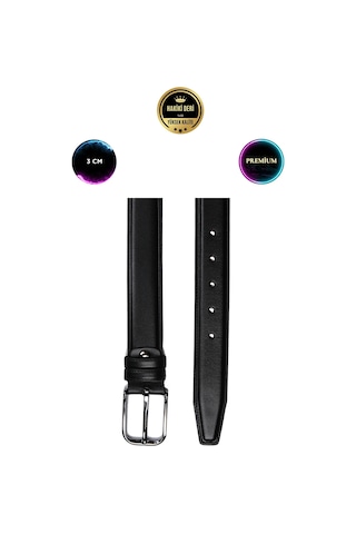 Hakiki Deri Siyah Premium 3 Cm Erkek Kemer Kumaş Siyah
