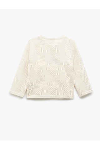 Koton Bisiklet Yaka Uzun Kollu Pamuk Karışımlı Sweatshirt Bej 5skg10591ak Ekru