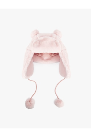 Koton Ponpon Detaylı Kulaklı Peluş Şapka Pembe 6wkg40001aa Gül