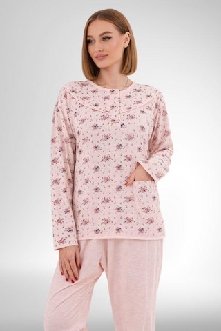 Mecit Pijama Mecit 6314 Pudra Kadın Büyük Beden Pijama Takımı Pudra