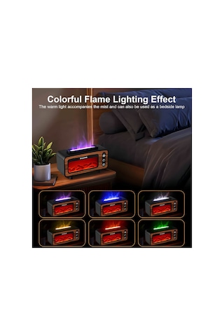 Retro Şömine Görünüm Oda Hava Nemlendirici Buhar Makinesi Aroma Terapi Difüzör 200 Ml Humidifier