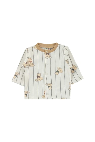 Civil Baby Fiyonklu Ayılar Empirme 1-9 Ay Pijama Takımı - Ekru