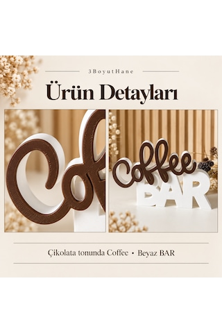Coffee Bar Dekoratif Yazı Kahve Köşesi Masaüstü Raf Süsü 12 Cm &