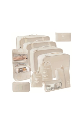 Fochsia Makyaj Çantası Sekiz Parça Set Parlak Mavi 8 Parça Seyahat Saklama Organizer Ahşap