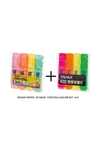 Pastel Ve Neon Fosforlu Kalem Set 4+4i Turuncu