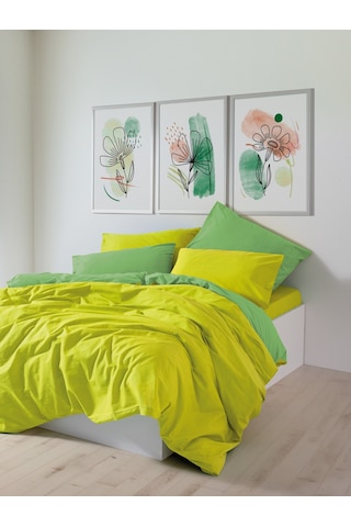 Cozy Home Popping Colors Çift Kişilik Lastikli Çarşaflı Nevresim Takımı Sage Sarı-yeşil Sarı - Yeşil