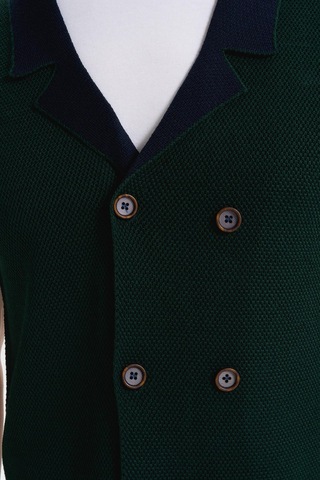 Arma Erkek Slim Fit Örme Likralı Pike Yelek Kısa Kollu, %90 Akrilik %10 Wool K0yyo0857 Yeşil