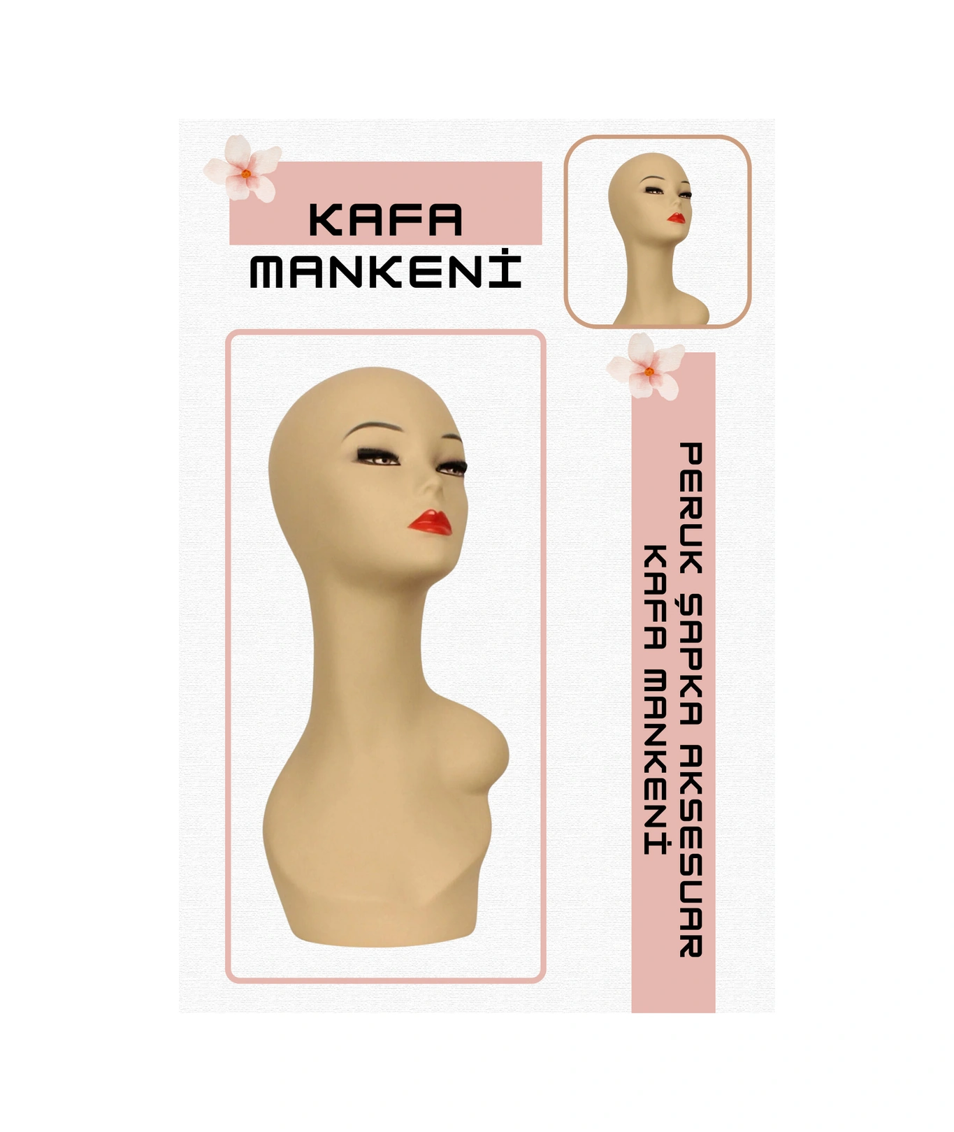 Polyester Kafa Mankeni Şapka Peruk Aksesuar Sergileme Mağaza Vitrin Mankeni 03