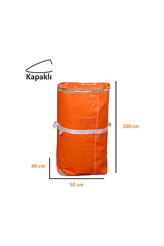 İş-ev Branda Taşıma Çuvalı 50x40+100cm Kapaklı, Ipli Ve Cepli 170gr.tekstil Çuvalı TURUNCU