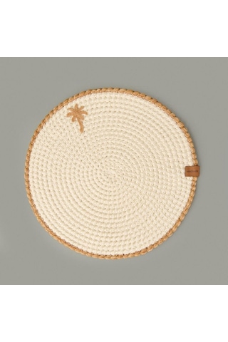 Evidea Soft Palm Nakışlı Supla - Ekru - 33x33 Cm Ekru