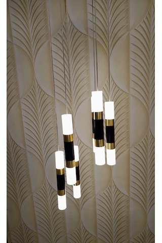 Yuvarlak Ledli Avize 6 Lı Altın - Sarı