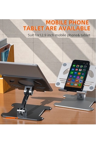 Metal Masaüstü Tablet Telefon Standı Katlanır 12,9 İnç Tabletlere