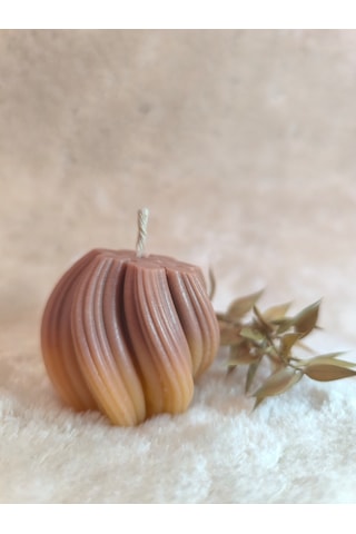 Dalga Desenli Dekoratif Mum, Renk Geçişli, Kahverengi Ve Tonları Kahverengi