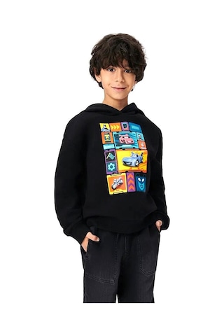 Cars Baskılı Erkek Çocuk Sweatshirt St08164 Siyah