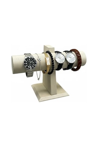 İmera Deri Kumaş Krem Renk Boy 15 Cm En 23 Cm Tekli T Model Bilezik Sergileme Krem