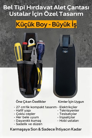 Bel Tipi Hırdavat Alet Çantası Hırdavat Çantası Elektrikçiler Teknisyenler Ustalar İçin Özel Tasarım 27cmx10cm