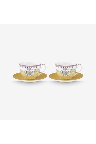 Sarı Porselen Çay Fincan Seti 280 Ml