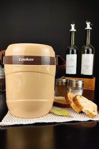 Digithome Ckr3146 Paslanmaz Çelik Hazneli 3'lü Yemek Termosu 1,2 L Bej