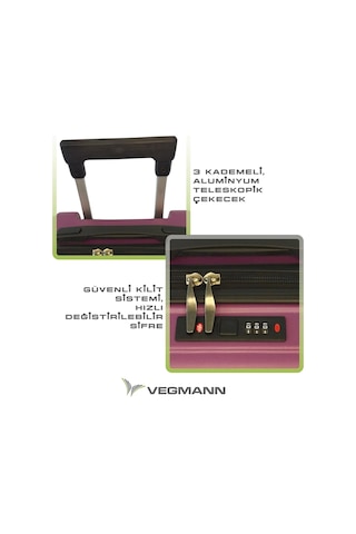 Vegmann Tartılı Scavel Violet 3 Lü Valiz Seti Violet