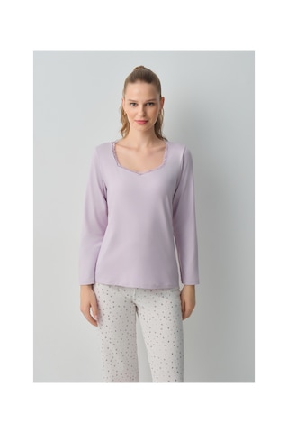 Suwen Amara Pamuklu Pijama Takımı Wsh10510050338 Ekru