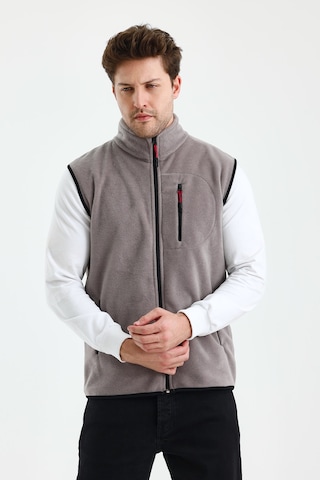 Monox Erkek Tam Fermuarlı Spor Polar Yelek Gri