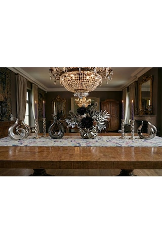 Menekşe Çiçek Baskılı Duck Kumaş Runner 40x140 Cm 761 Çok Renkli