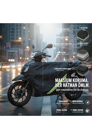 Honda Dio & Spacy Uyumlu Scooter Diz Örtüsü Su Ve Rüzgar Geçirmez, Termal İç Astarlı Siyah