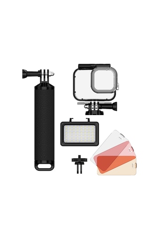 Monyee 5w Su Altı Led Işık Kiti - 40m Su Geçirmez, 7 Işık Efekti, 2000mah Pil, 3 Renk Filtreli, Kamera Kılıfı Dahil Siyah