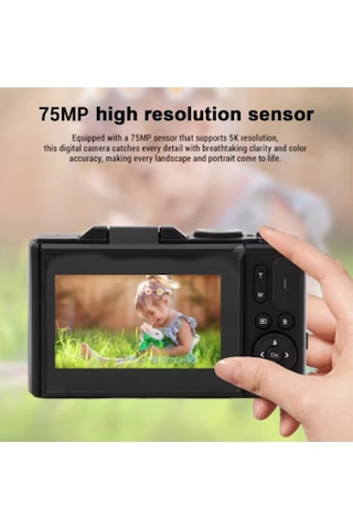 Vothoon 5K 75MP 3.0" Ekran 18X Zomm Hd Dijital Kamera