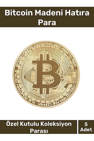 Deluxe Series Kutulu Hediyelik Kripto Hatıra Koleksiyon Bitcoin Madeni Para Altın Rengi 5 Adet
