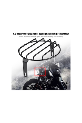 Geeroyoo 6.5 İnç Geri Zamanlı Motosiklet Farı Koruması, Demir Malzeme, Retro Tarz, Cg-125/gn Uyumlu, Kolay Kurulum Yatay Çubuk Kafes