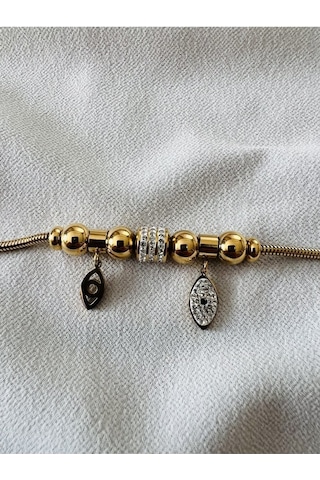 Gold Çelik Göz Detaylı Charm Bileklik Gold - 570875878 Gold