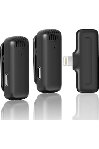 Ulanzi J12 Kablosuz Lightning Apple Uyumlu iPhone İkili Yaka Mikrofonu 2885
