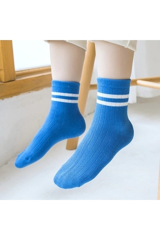 Bgk 10 Çift Çocuk Çember Desenli Soket Çorap -0360-çok Renkli-çocuk Klasik Renkli