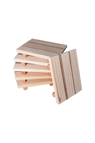 Doğal ahşap Bardak altlığı fincan altlığı çay tabağı (6lı set) Ahşap