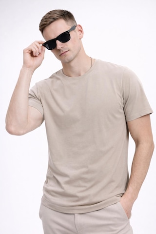Freemen Erkek/unisex Bisiklet Yaka Basic Tişört %100 Pamuk-371 Bej